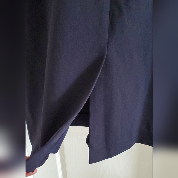 Tahari Arthur Levine petites navy sheath dress with peek a boo chest  sz 12P - Picture 5 of 8